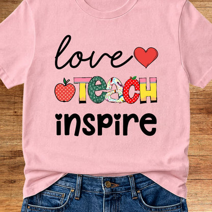 Love Teach Inspire Teacher T-Shirt - teachngear
