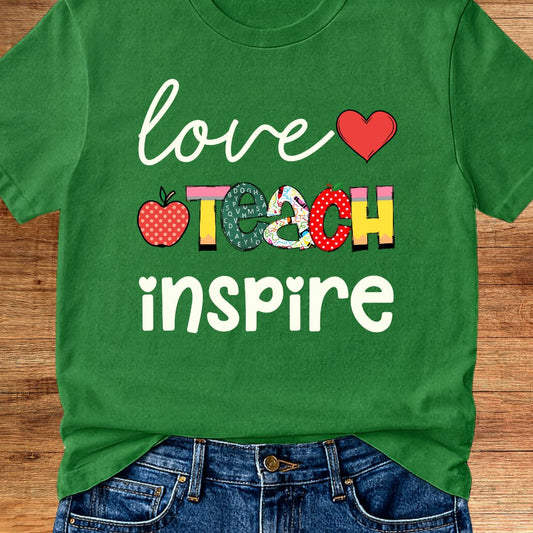 Love Teach Inspire Teacher T-Shirt - teachngear