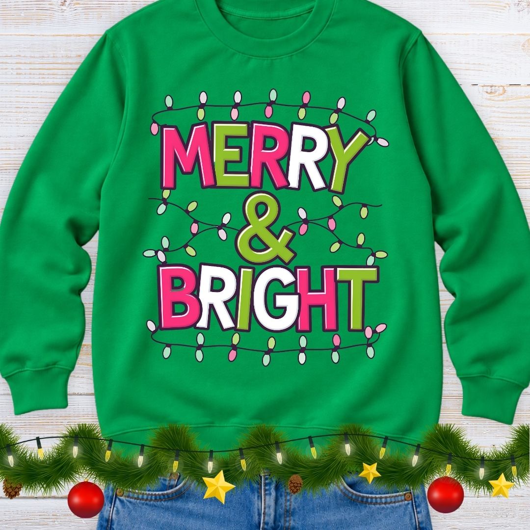 Merry and Bright Christmas Sweatshirt - teachngear