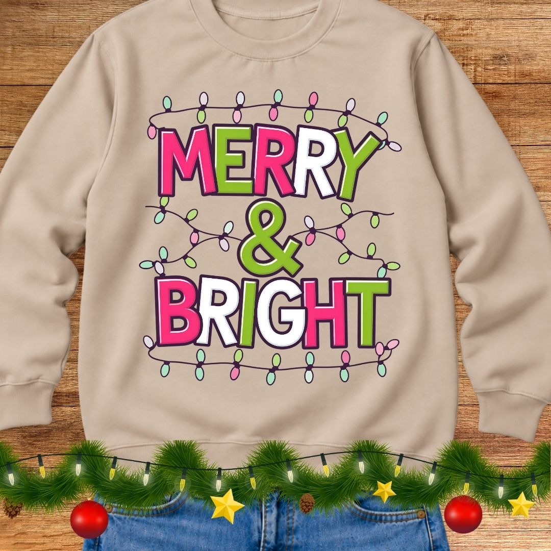 Merry and Bright Christmas Sweatshirt - teachngear