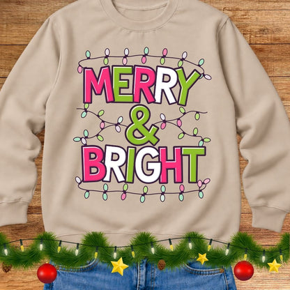 Merry and Bright Christmas Sweatshirt - teachngear