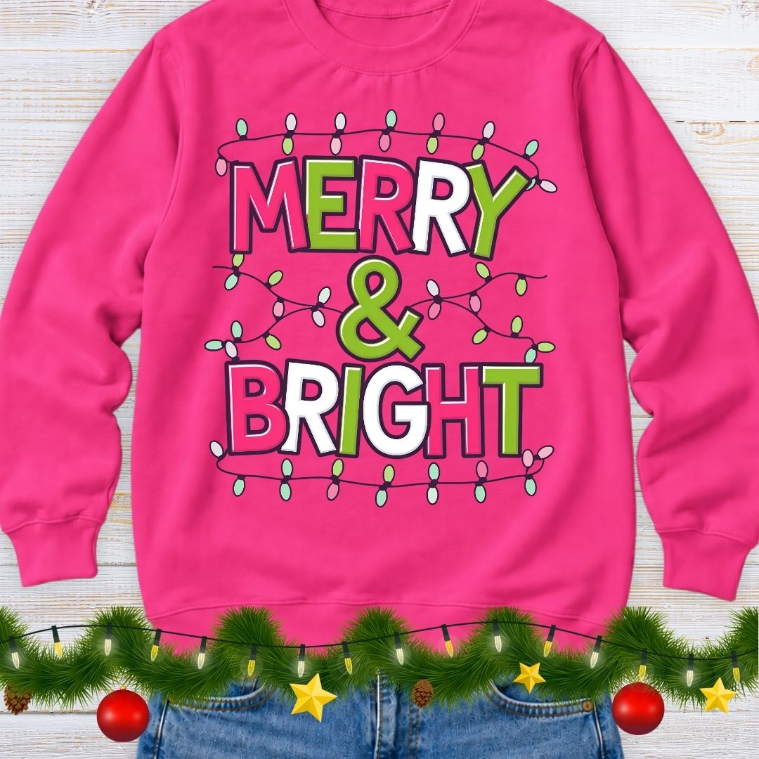 Merry and Bright Christmas Sweatshirt - teachngear