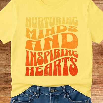 Nurturing Minds Inspiring Hearts Teacher T-Shirt - teachngear