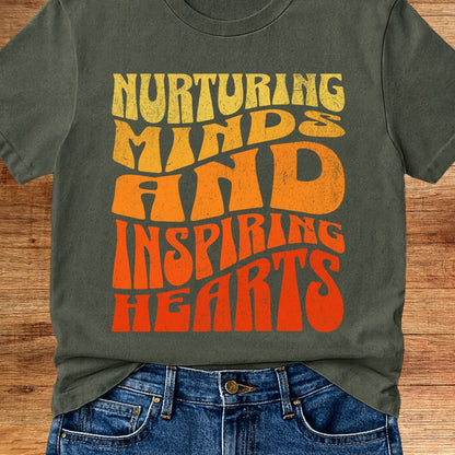 Nurturing Minds Inspiring Hearts Teacher T-Shirt - teachngear