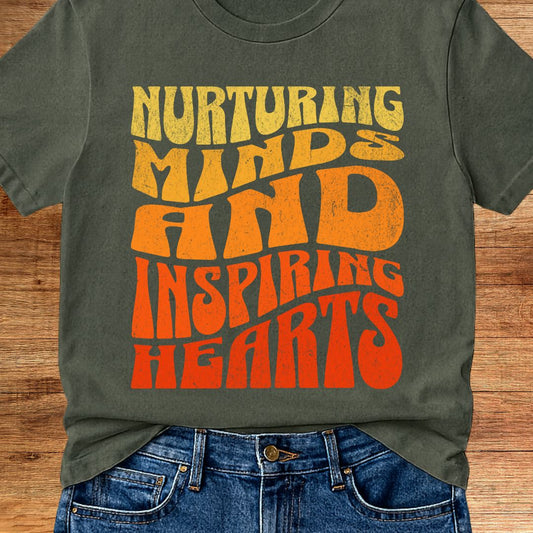 Nurturing Minds Inspiring Hearts Teacher T-Shirt - teachngear