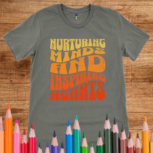 Nurturing Minds Inspiring Hearts Teacher T-Shirt - teachngear