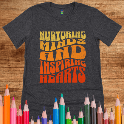 Nurturing Minds Inspiring Hearts Teacher T-Shirt - teachngear
