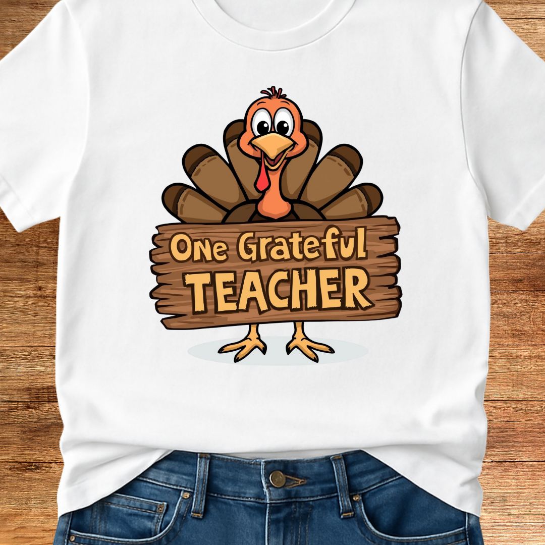 One Grateful Teacher Thanksgiving Teacher T-Shirt - teachngear