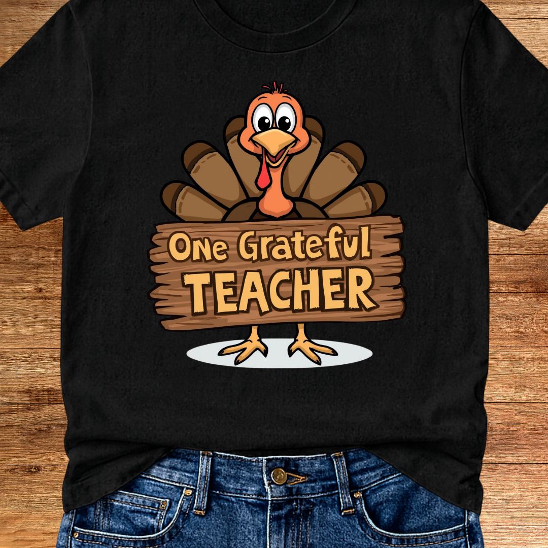 One Grateful Teacher Thanksgiving Teacher T-Shirt - teachngear