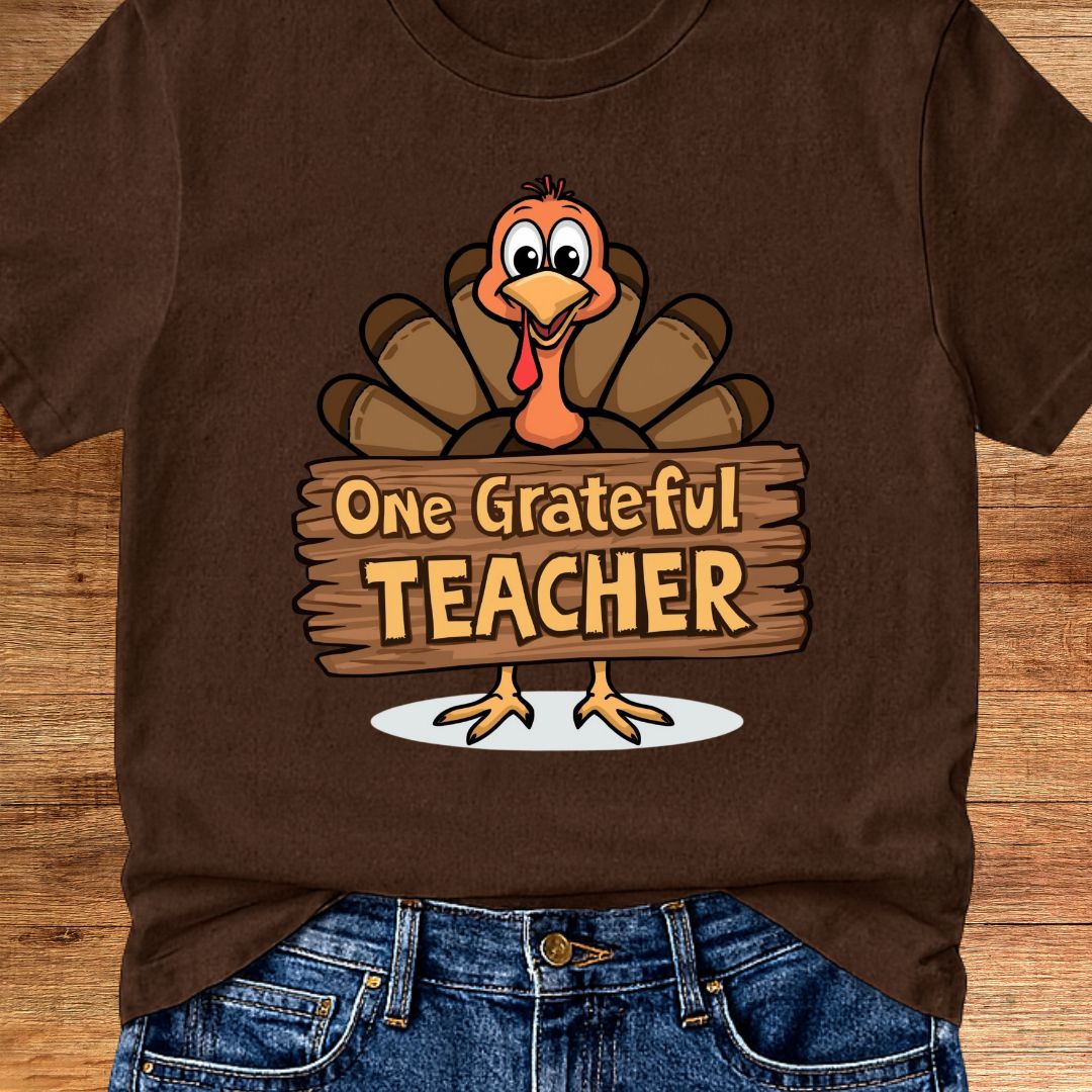 One Grateful Teacher Thanksgiving Teacher T-Shirt - teachngear