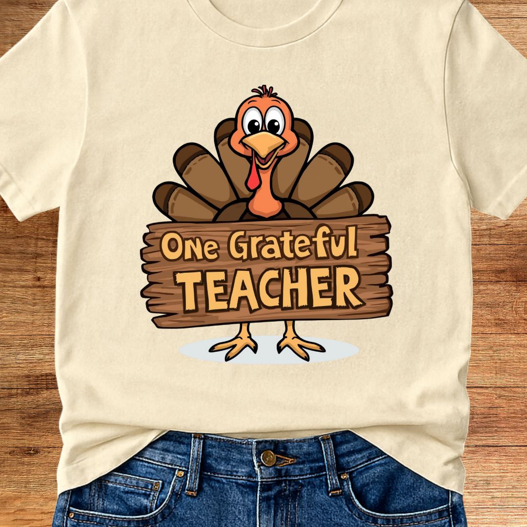 One Grateful Teacher Thanksgiving Teacher T-Shirt - teachngear