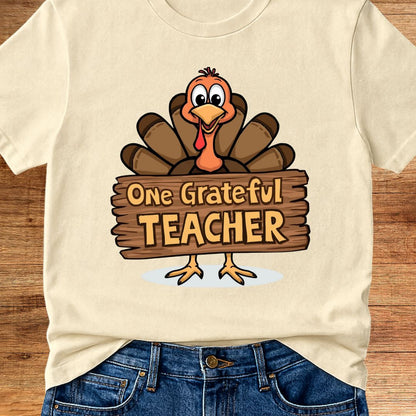 One Grateful Teacher Thanksgiving Teacher T-Shirt - teachngear
