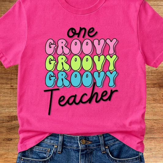 One Groovy Teacher T-Shirt - teachngear