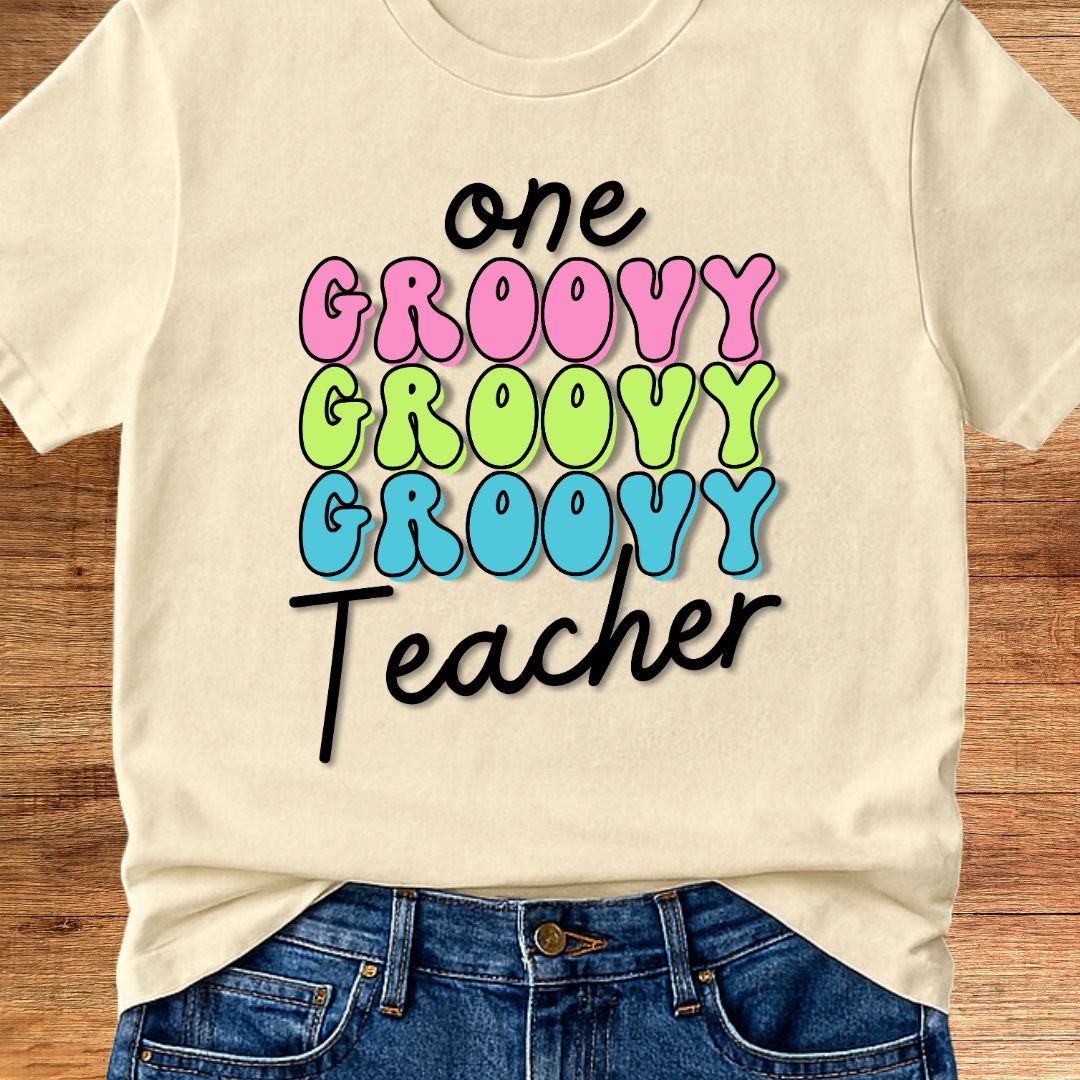 One Groovy Teacher T-Shirt - teachngear