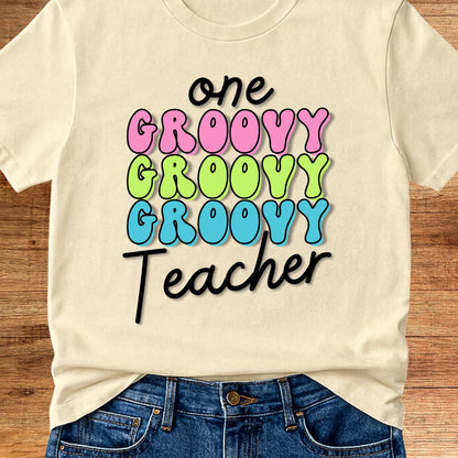 One Groovy Teacher T-Shirt - teachngear