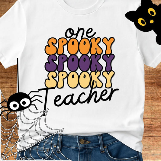 One Spooky Teacher Halloween Teacher T-Shirt - teachngear