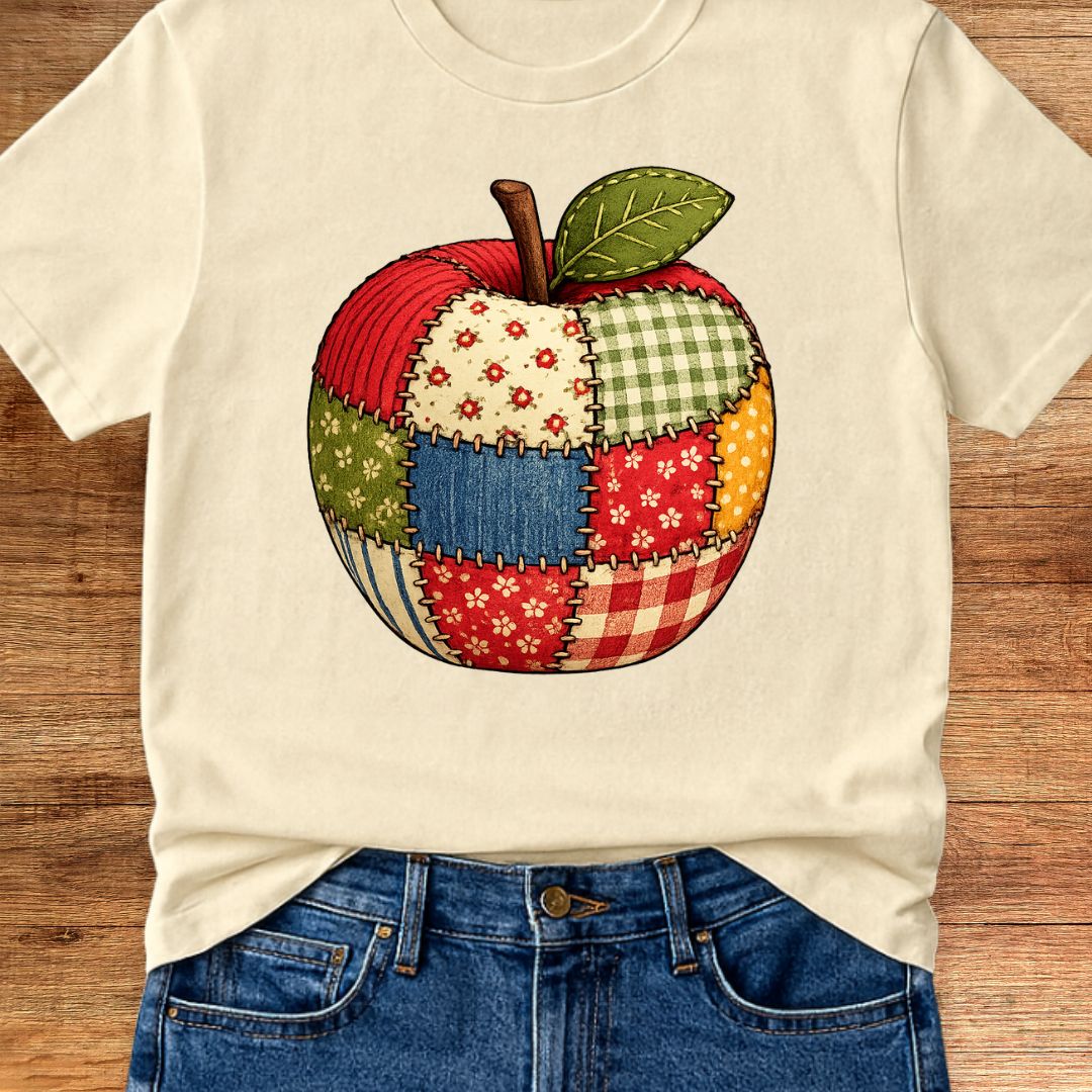 Patchwork Apple Teacher T-Shirt - teachngear