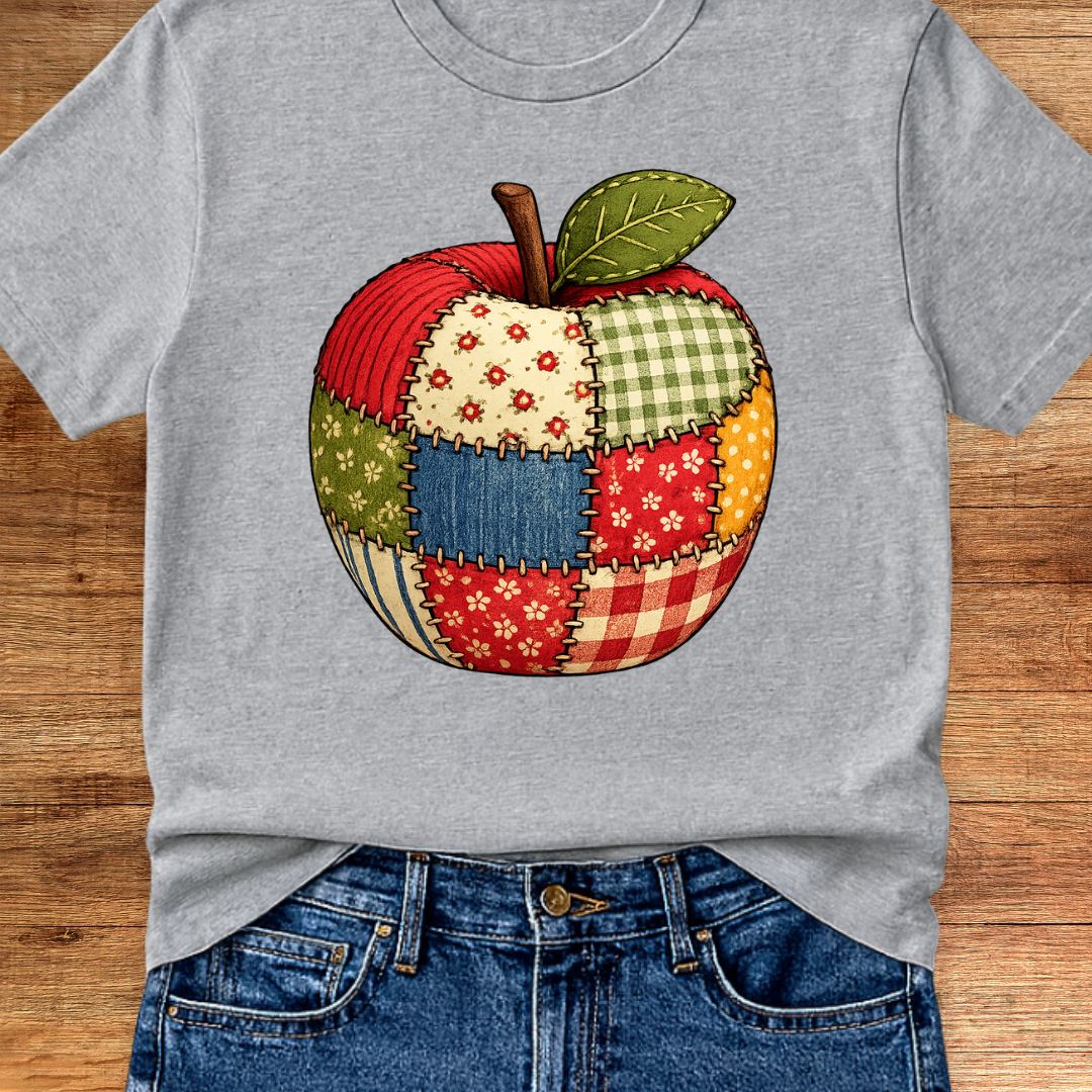 Patchwork Apple Teacher T-Shirt - teachngear