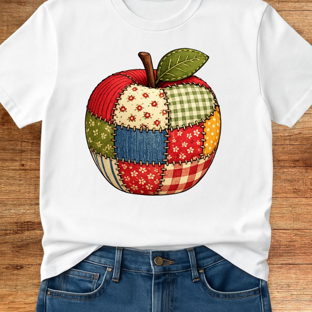 Patchwork Apple Teacher T-Shirt - teachngear