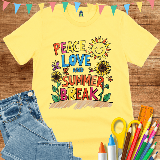 Peace, Love and Summer Break Teacher Shirt - teachngear