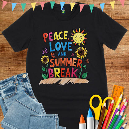Peace, Love and Summer Break Teacher Shirt - teachngear