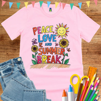Peace, Love and Summer Break Teacher Shirt - teachngear