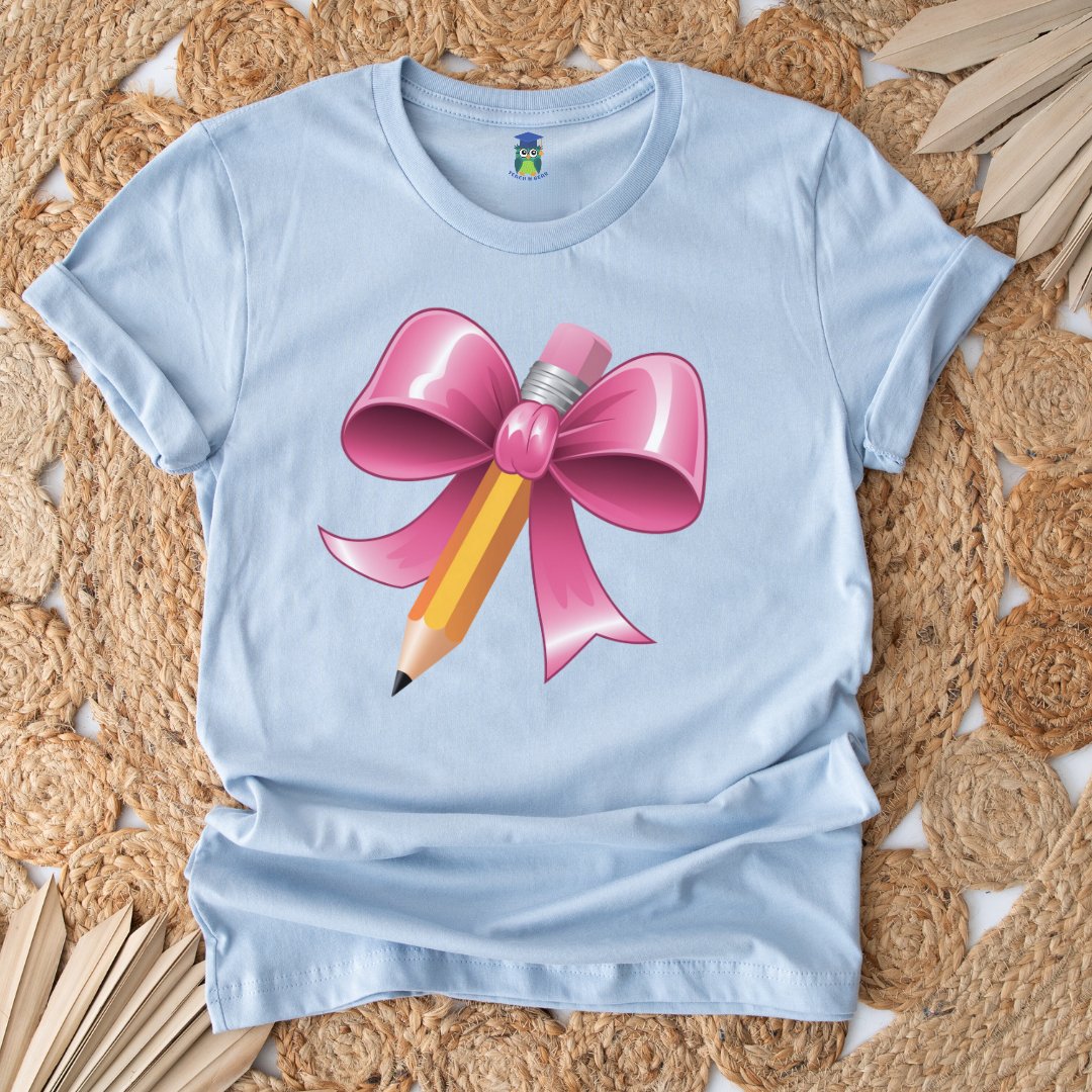 Pencil with Bow Teacher Shirt - teachngear