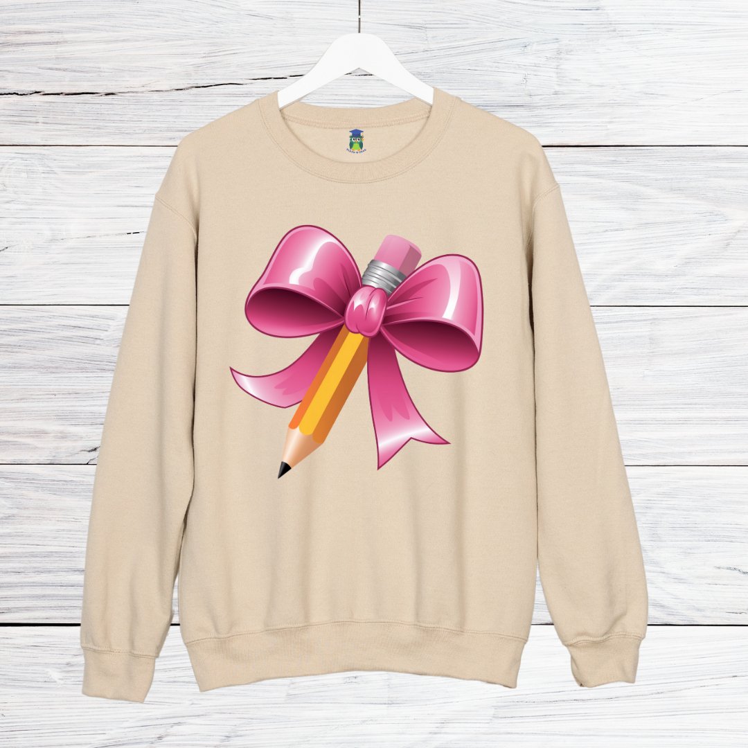 Pencil with Bow Teacher Sweatshirt - teachngear