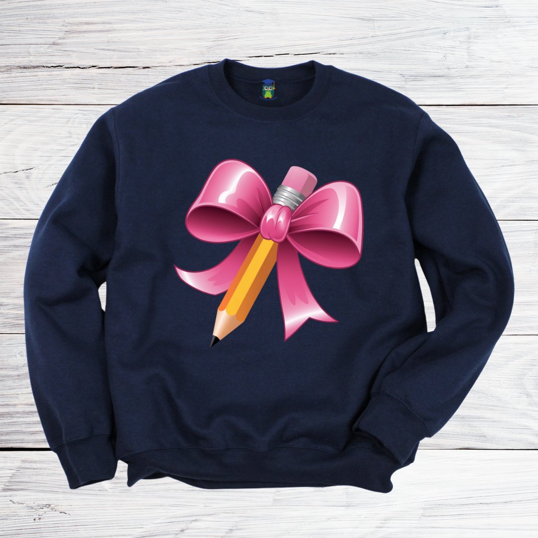 Pencil with Bow Teacher Sweatshirt - teachngear