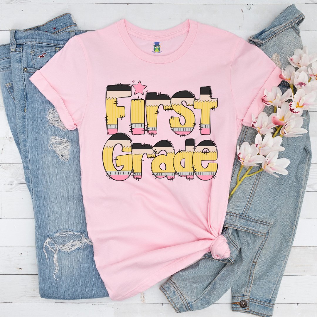 Pencils First Grade Teacher Shirt - teachngear