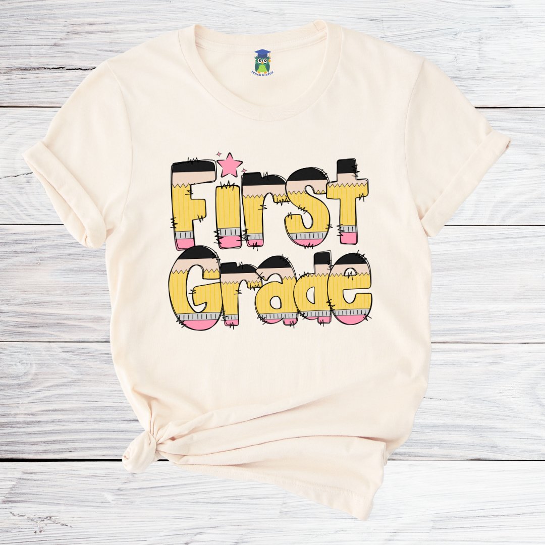 Pencils First Grade Teacher Shirt - teachngear