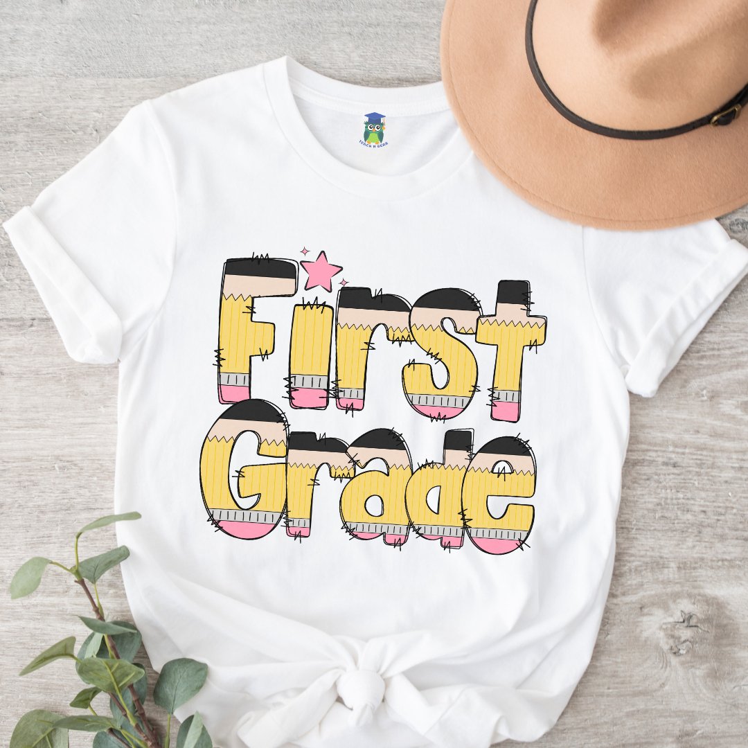 Pencils First Grade Teacher Shirt - teachngear