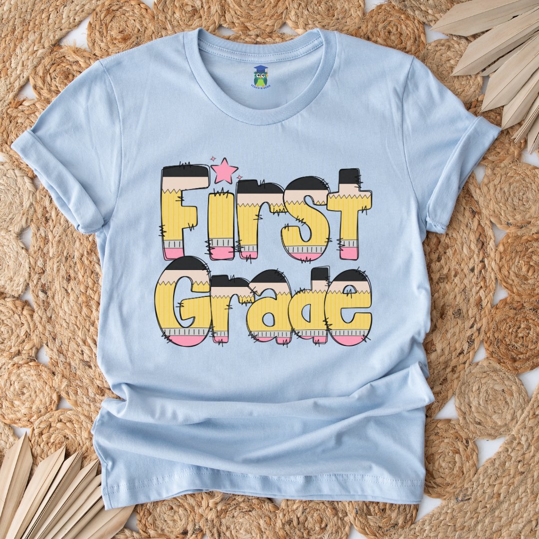 Pencils First Grade Teacher Shirt - teachngear