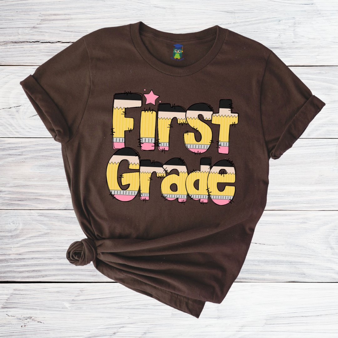 Pencils First Grade Teacher Shirt - teachngear