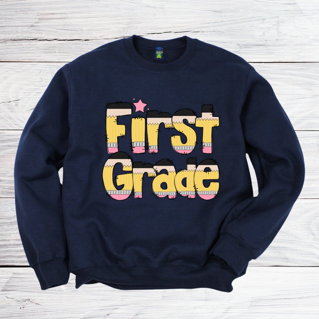 Pencils First Grade Teacher Sweatshirt - teachngear