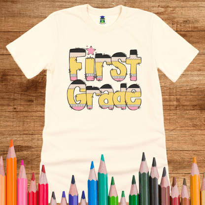 Pencils First Grade Teacher T-Shirt - teachngear