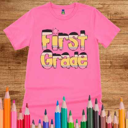 Pencils First Grade Teacher T-Shirt - teachngear