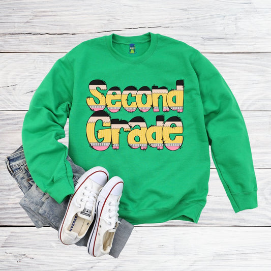 Pencils Second Grade Teacher Sweatshirt - teachngear