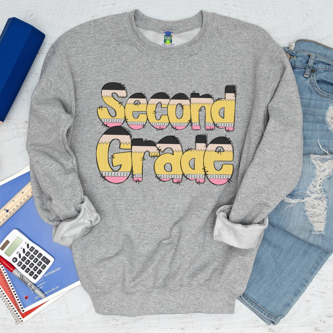 Pencils Second Grade Teacher Sweatshirt - teachngear