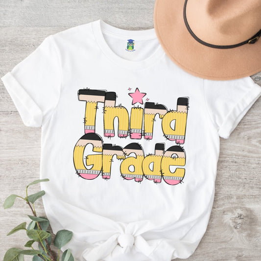 Pencils Third Grade Teacher Shirt - teachngear