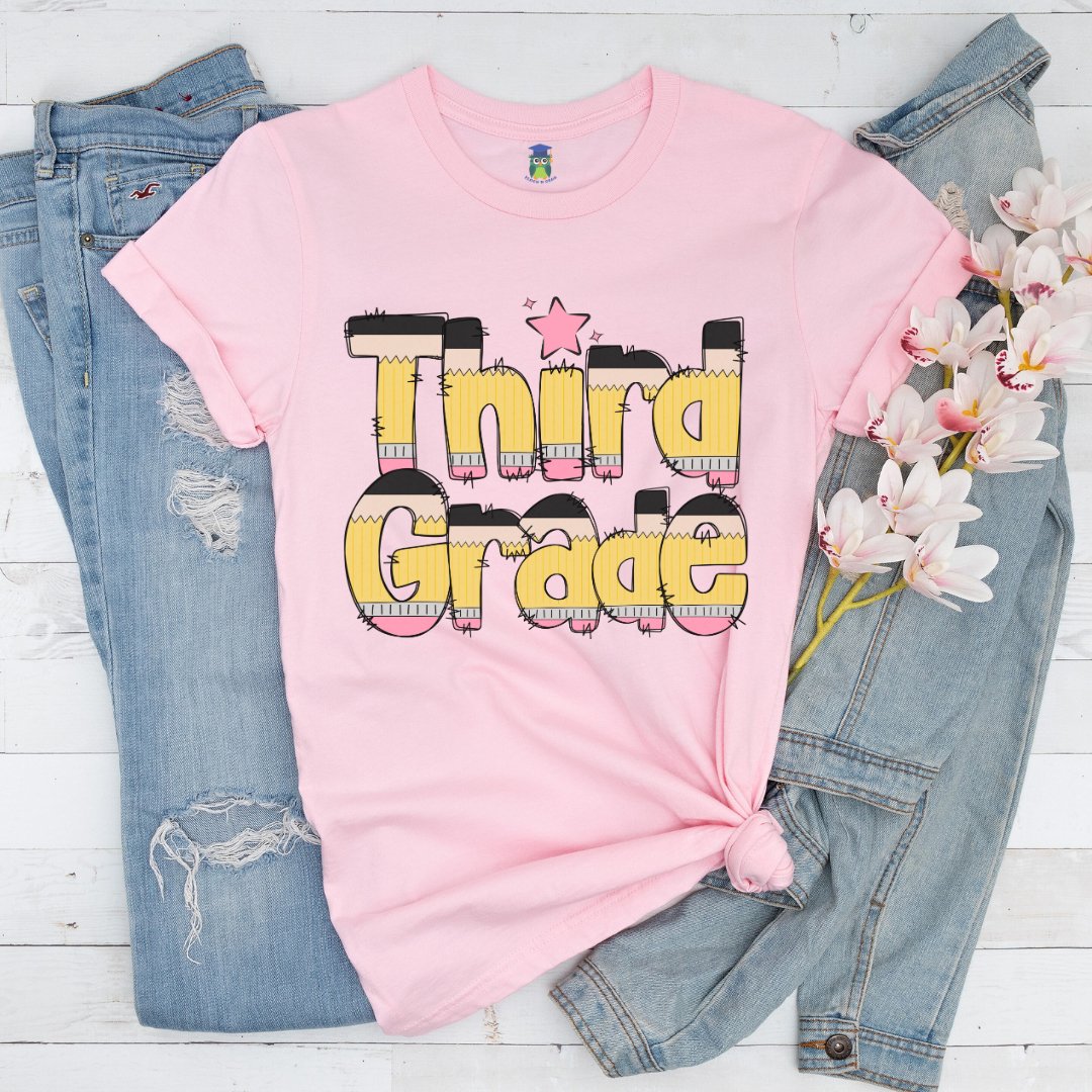 Pencils Third Grade Teacher Shirt - teachngear