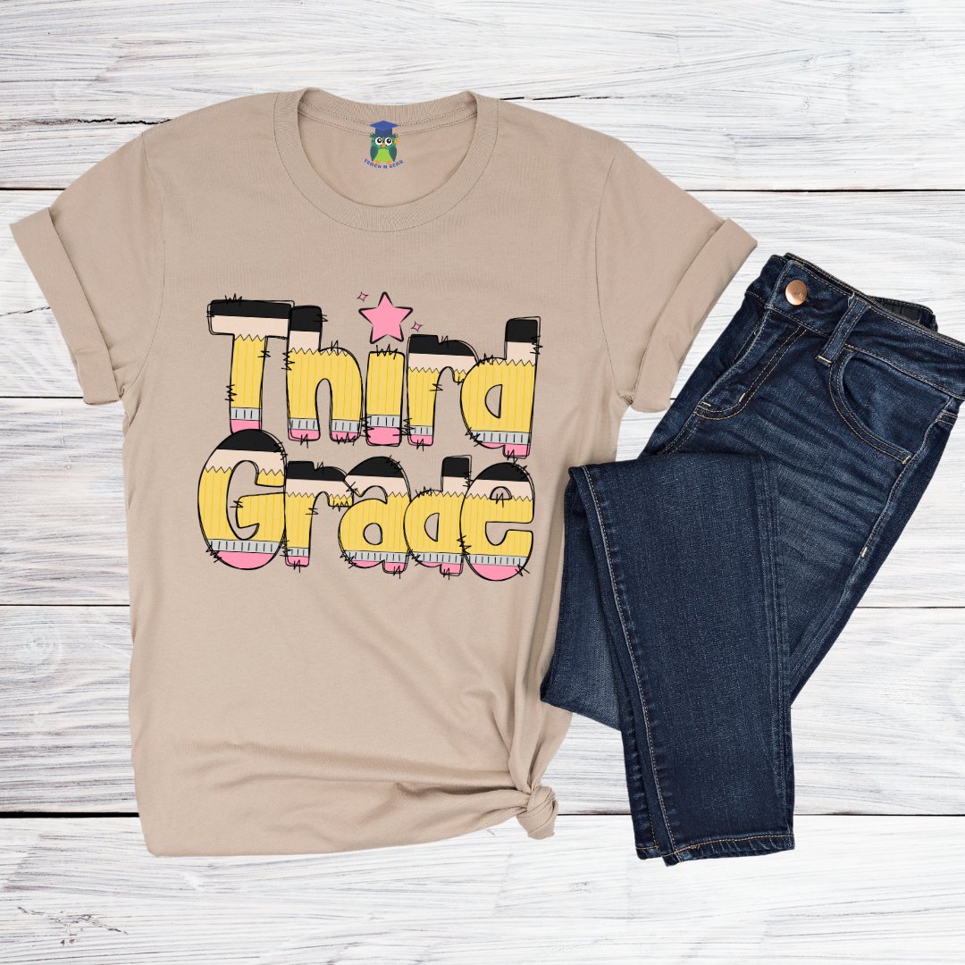 Pencils Third Grade Teacher Shirt - teachngear