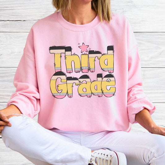 Pencils Third Grade Teacher Sweatshirt - teachngear