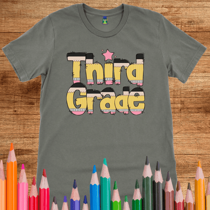 Pencils Third Grade Teacher T-Shirt - teachngear