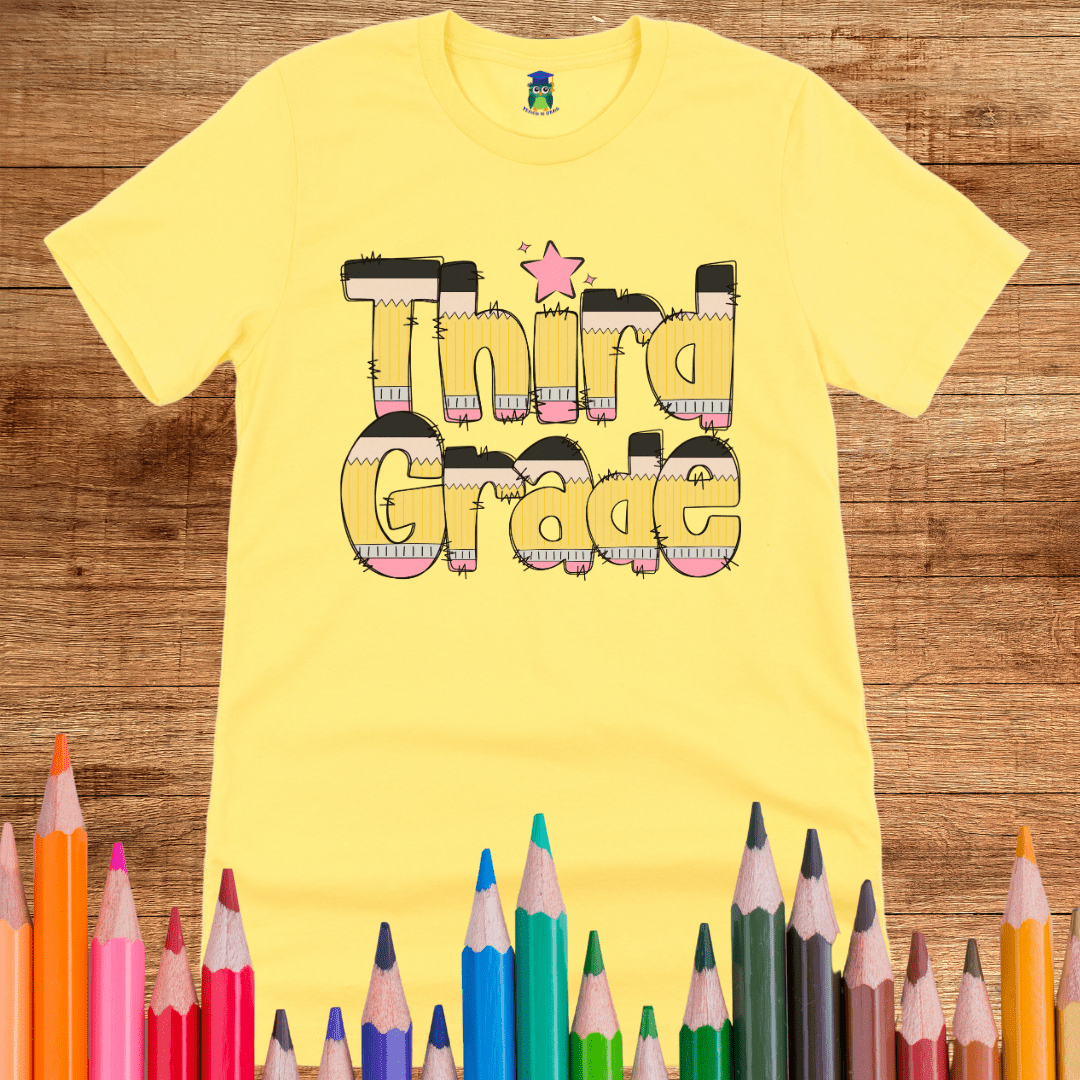 Pencils Third Grade Teacher T-Shirt - teachngear