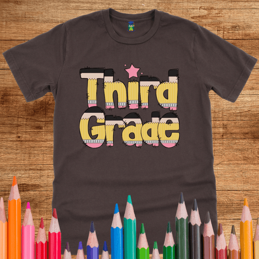 Pencils Third Grade Teacher T-Shirt - teachngear