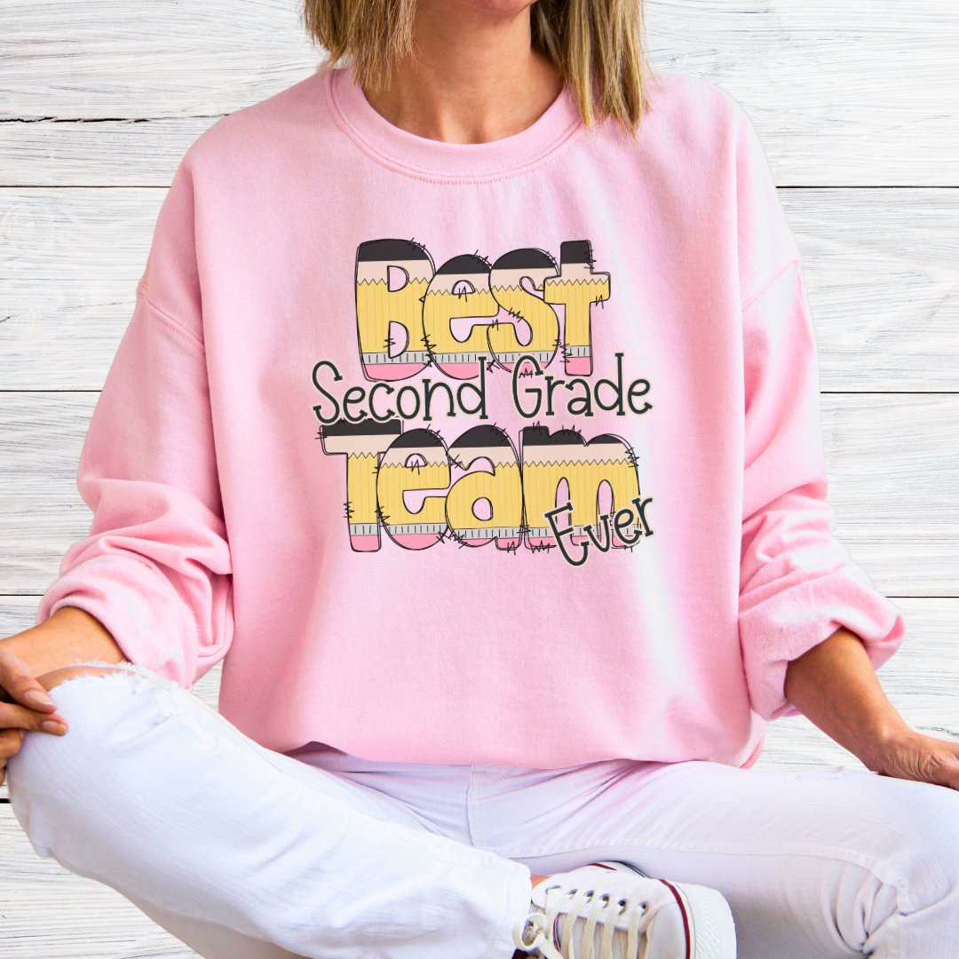 Personalized Best Team Ever Front and Back Sweatshirt - teachngear