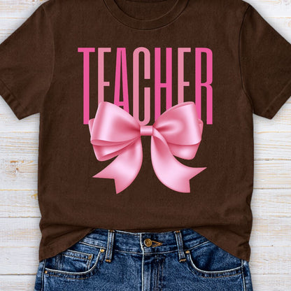 Pink Bow Teacher T-Shirt - teachngear