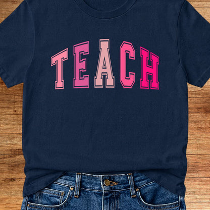 Pink TEACH Teacher T-Shirt - teachngear