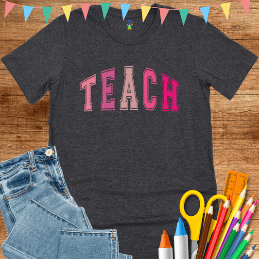 Pink TEACH Teacher T-Shirt - teachngear